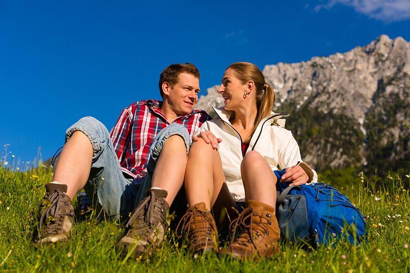 Carpathians hiking trekking couple