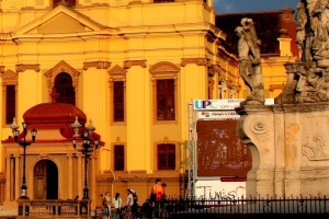 Timisoara Cathedral Obelisk Unirii Square